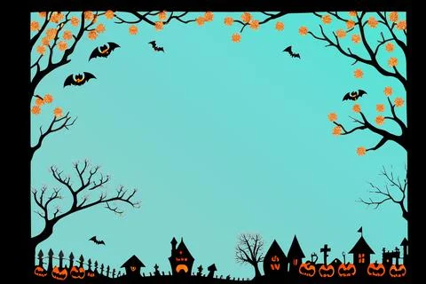 Soaring Aqua Gradient with Halloween Frame Stock Illustration