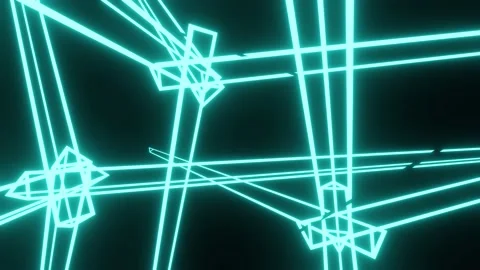 Soaring Bouncing Neon Lines 4K Stock Footage 153895727