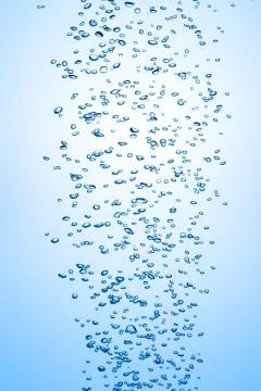 Soaring bubbles in blue water Stock Photos