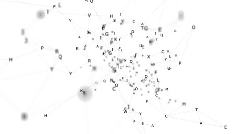 A soaring Cloud of letters.Technology Interface - Computer Data Screen Display Stock Footage 97784208