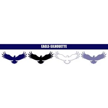 Soaring eagle silhouette in profile during a clear day with spread wings is.. Stock Illustration