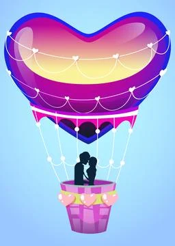 Soaring Hearts: A Valentine's Day Vector of Love in the Sky! Stock Illustration