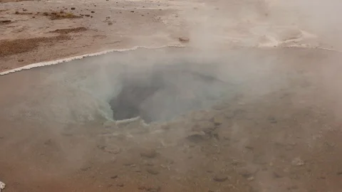 Soaring hot spring with a hollow in the ground Video stock 119607682