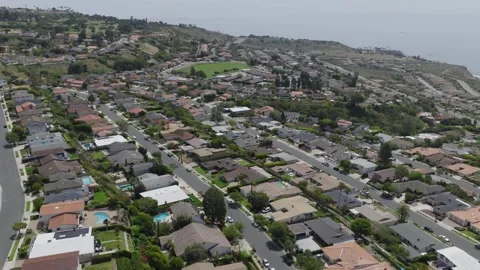 Soaring Over Cliffside Suburbs in Palos Verdes Stock Footage 339712771