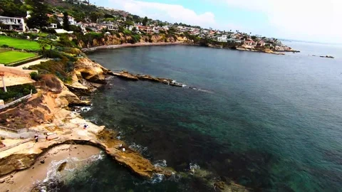 Soaring Past Birdrock Down the La Jolla Coast Stock Footage 158586373