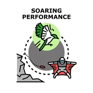 Soaring performance in wingsuiting and bird flight vector Illustrazione stock