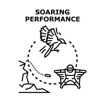 Soaring performance in wingsuiting and bird flight vector Illustrazione stock