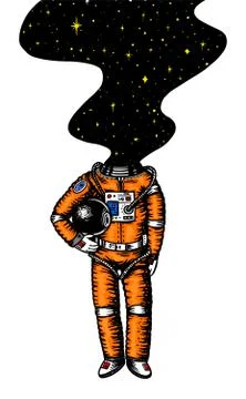 Soaring Spaceman. Space and galaxy in the head. Astronaut in the solar system Stock Illustration