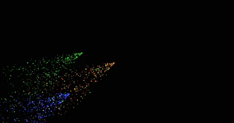 Soaring streams of abstract colored particles on a black background Stock Footage 217729619