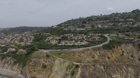 Soaring Toward Cliff Mansions in Palos Verdes Stock Footage 339709801