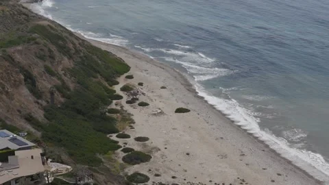 Soaring Toward Isolated Beach in Rancho Palos Verdes Stock Footage 339710594