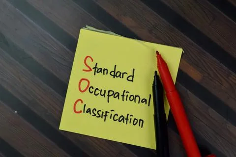SOC - Standard Occupational Classification write on sticky notes Stock Photos