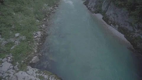 Soca River on the background of mountains. Slow motion Stock Footage 129767305