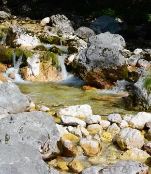 Soca river just after spring Stock Photos