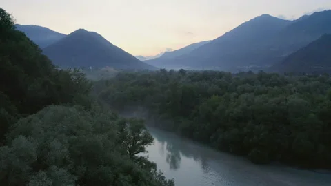 Soca river at sunset Video stock 131282284