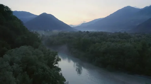 Soca river at sunset Stock-Footage 131282550