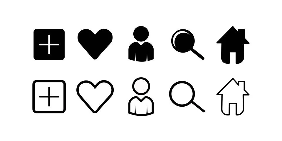 Socail media, user interface icon set vector illustration on outline style. I Stock Illustration