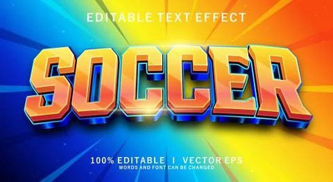 Soccer 3d vector text effect with modern style design Stock Illustration