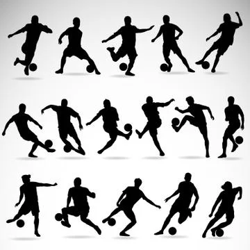 Soccer action silhouettes Stock Illustration
