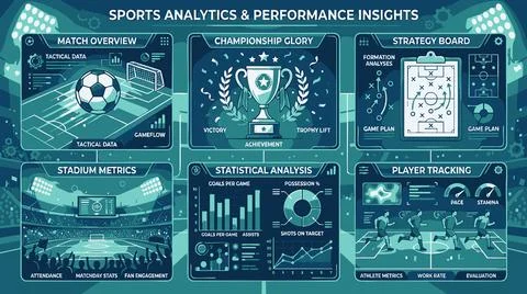Soccer Analytics Board With Match Data, Tactics, Stats And Tracking Stock Illustration