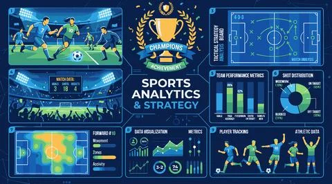 Soccer Analytics Dashboard for Match Strategy, Data and Team Metrics Stock Illustration