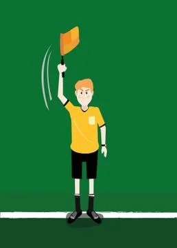Soccer assistant referee linesman flag off side signals Stock Illustration