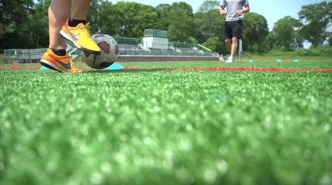 Soccer athlete training with a coach Stock Footage 65384445