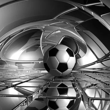 Soccer ball in abstract space - 3d illustration Stock Illustration