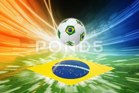 Soccer ball and flag of brazil Stock Illustration