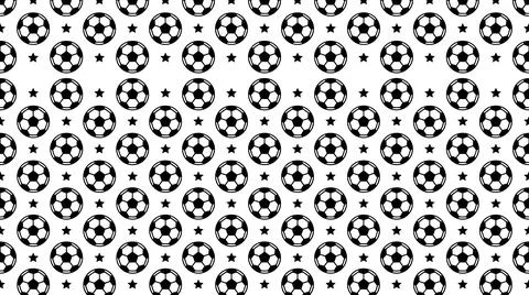 Soccer ball and star repeating pattern on white background design Stock Illustration