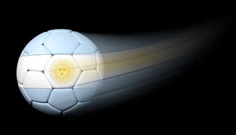 Soccer ball with Argentinian flag in motion on black Stock Illustration