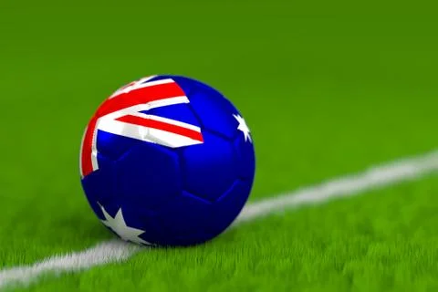 Soccer Ball With Australian Flag 3D Render Stock Illustration