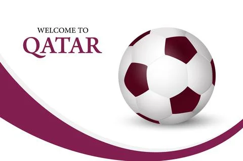 Soccer ball on the background of the flag of Qatar Stock Illustration