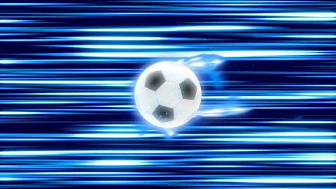 Soccer ball blue background speed line loop animation Stock Footage 146060033