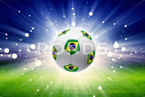 Soccer ball with brazil flag Stock Illustration