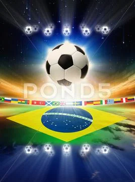 Soccer ball with brazil flag Stock Illustration
