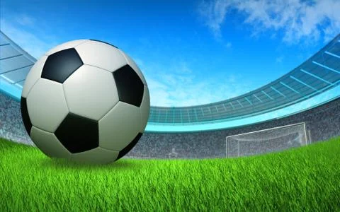 Soccer ball close up in front of the gate at the stadium Illustration