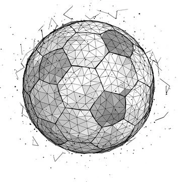 Soccer ball consisting of 3D triangles, lines, points and links. Vector Stock Illustration