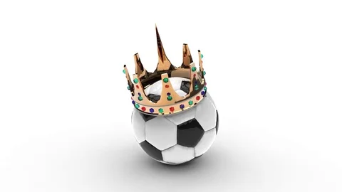 Soccer ball with crown on white background Stock Footage 84445780
