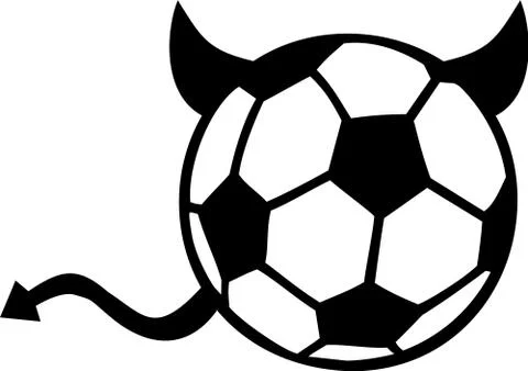Soccer ball with devil horns and tail 스톡 일러스트