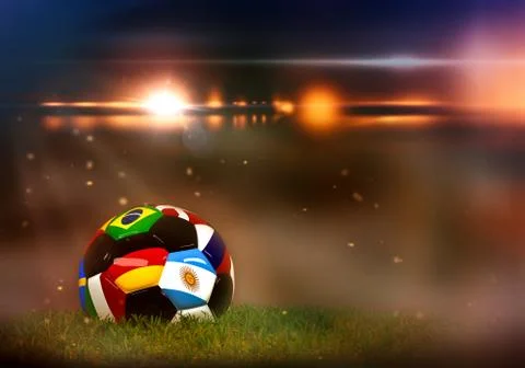 Soccer ball with different flags Stock Photos