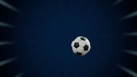 Soccer ball on dynamic dark blue background. 3d rendering Stock Footage 340143275
