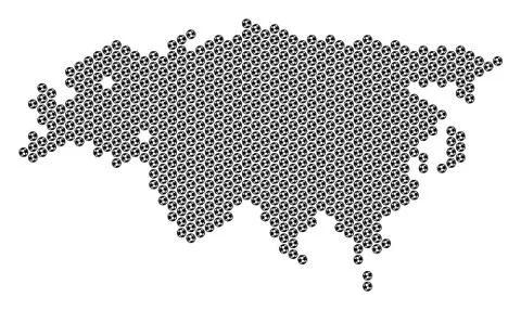Soccer Ball Eurasia Map Mosaic Stock Illustration