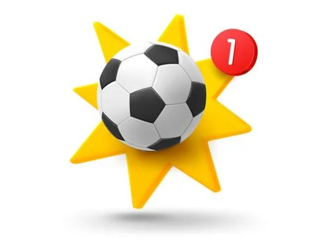 Soccer ball with explosion effect. 3d vector mobile application icon with n.. Stock Illustration