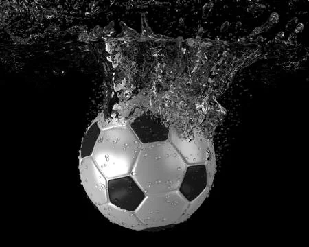 Soccer ball falling into water Stock Illustration