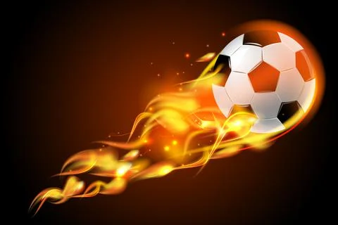 Soccer ball fire on black background Illustrazione stock
