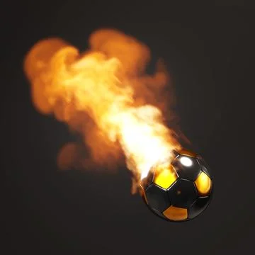 Soccer ball in the fire on black background Stock Illustration