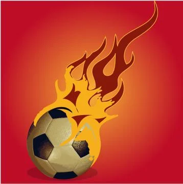 Soccer ball with fire Stock Illustration