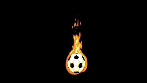 Soccer ball on fire isolated on black background Video stock 336398667