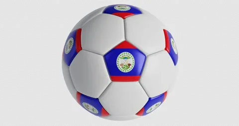 Soccer ball with flag of Belize , black background loop alpha Trasparent 3D Stock Footage 229499861